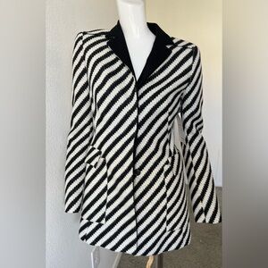 Akris WOOL ANGORA  Blend Blazer coat stripped, black and white- CUTE